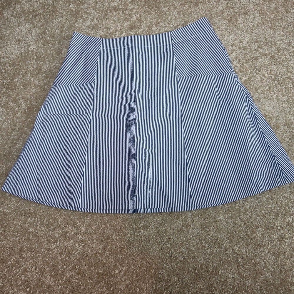 LOFT Skirt Blue‎ White Striped Seersucker A-Line Coastal 10P